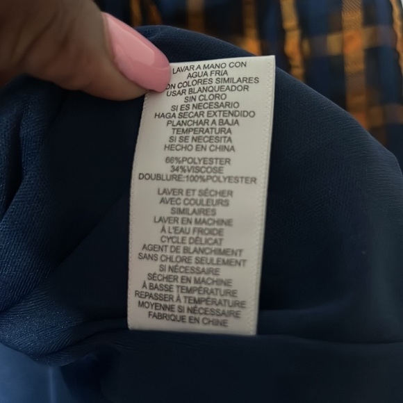 Eva Franco Anthropologie Textured Plaid Blouse Size 6 NWT Navy and Mustard - Picture 10 of 10